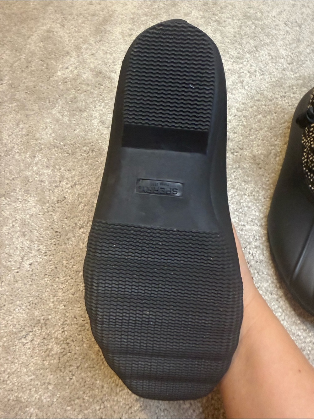 Sperry Black Patterned Duck Boots for Women | 8 - Picture 3 of 4